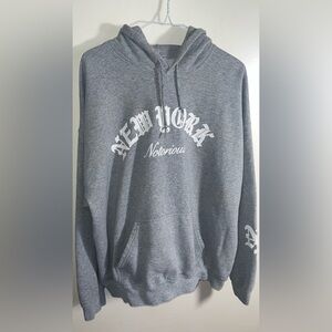 Gildan Heavy Blend Gray Fleece Hoodie XL Graphic Print Kangaroo Pocket Hooded